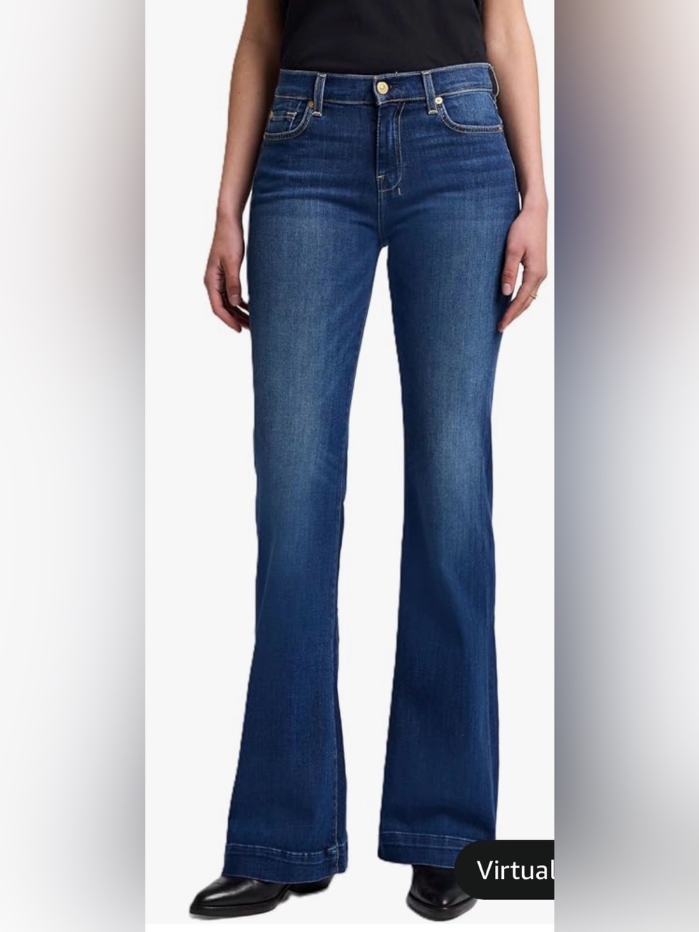 7 For All Mankind DOJO Dark Blue High-Rise Flare Jeans